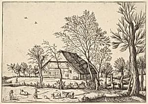 Farm, from The Small Landscapes by Johannes van Doetecum I|Lucas van Doetecum|The Master of the Small Landscapes|Hieronymus Cock|Pieter Bruegel the Elder