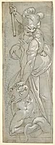 Female Warrior crushing a Satyr by Anonymous, 16th century|Bartholomeus Spranger