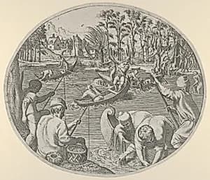 Fishing Scene by Léon Davent|Francesco Primaticcio