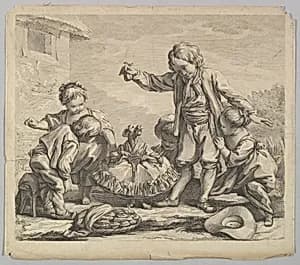 Five Children with Dancing Dog by François Boucher|Anonymous, French, 18th century