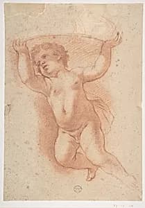 Flying Putto Supporting a Crown by Anton Domenico Gabbiani