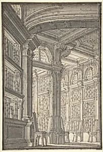 Foreshortening of a Library by Carlo Galli Bibiena