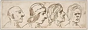 Four Caricatured Heads by Pier Francesco Mola