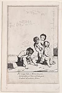Four children playing dice by Giuseppe Maria Crespi