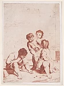 Four children playing with dice by Anonymous|Giuseppe Maria Crespi