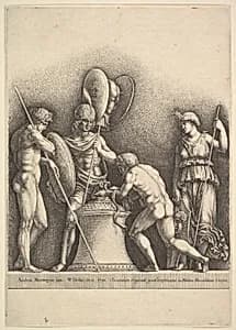 Four Classical Figures (pagan sacrifice) by Andrea Mantegna|Wenceslaus Hollar