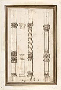 Four Designs for Pillars by Anonymous, Italian, Bolognese 18th century artist
