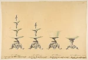 Four Designs for Tiered Serving Dishes by Anonymous, French, 19th century
