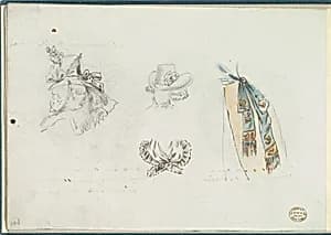 Four Designs of Costume Accessories by Anonymous, French, 18th century|Antoine Caire-Morand|Anonymous, French, 19th century