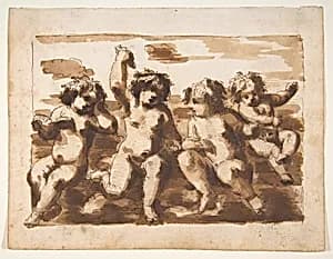 Four Putti on Clouds by Leonardo Scaglia
