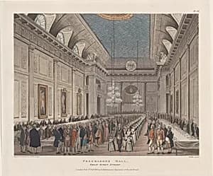 Freemasons' Hall, Great Queen Street by Rudolph Ackermann, London|Joseph Constantine Stadler|Thomas Rowlandson|Auguste Charles Pugin