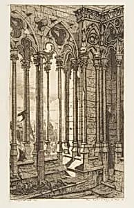 Gallery, Nôtre-Dame Cathedral, Paris by Charles Meryon