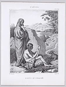 Giotto and Cimabue, from "L'Artiste" by Giovanni Cimabue|Armand Vastine|Alphonse Hennet|Giotto di Bondone