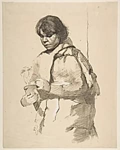 Girl with a Flower Pot by Anonymous, French, 19th century