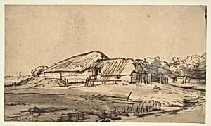 Group of Farm Buildings by Rembrandt (Rembrandt van Rijn)