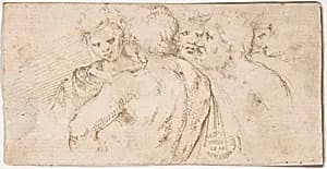 Group of Five Male Figures in Half-length by Stefano della Bella