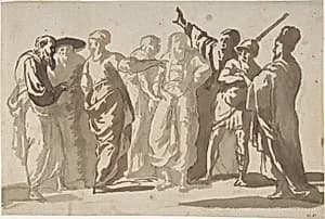 Group of Men by Adam Elsheimer|Master of the Large Figure Brush Drawings