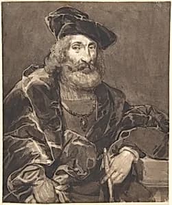Half-length Portrait of a Bearded Man in Historical Dress by Richard Parkes Bonington