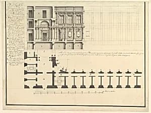 Half Longitudinal Section and Half Plan by Giuseppe Galli Bibiena