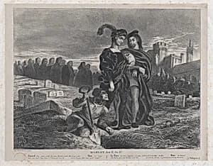 Hamlet Contemplating Yorick’s Skull by Eugène Delacroix