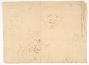 Head of a Satyr and Other Figure Studies by Stefano della Bella