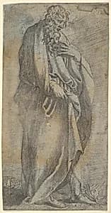 Heavily draped male Figure by Anonymous, Italian, 16th century|Parmigianino (Girolamo Francesco Maria Mazzola)