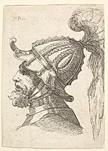 Helmeted head by Parmigianino (Girolamo Francesco Maria Mazzola)|Wenceslaus Hollar