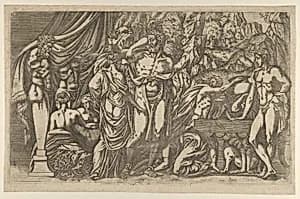 Hercules dressed as a woman by Antonio Fantuzzi|Francesco Primaticcio