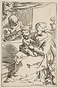 Holy Family with a Rosary by Simone Cantarini