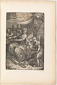 Holy Family with Angel by Andrea Schiavone (Andrea Meldola)