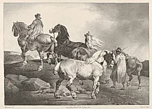 Horses Driven to a Fair by Théodore Gericault