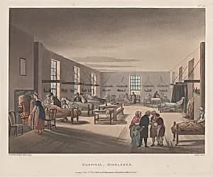 Hospital, Middlesex by Auguste Charles Pugin|Thomas Rowlandson|Joseph Constantine Stadler|Rudolph Ackermann, London
