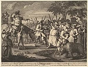 Hudibras' First Adventure (Twelve Large Illustrations for Samuel Butler's Hudibras, Plate 3) by Philip Overton|John Cooper|William Hogarth|Samuel Butler