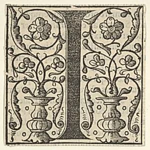 Initial letter I with garlands by Unknown Artist