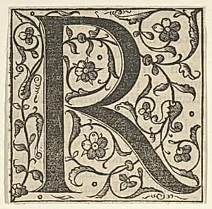 Initial letter R with garlands by Unknown Artist