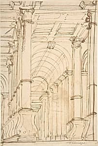 Interior with Columns and Vault by Anonymous, Italian, 17th century