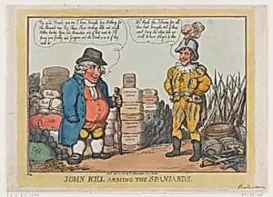 John Bull Arming The Spaniards by Rudolph Ackermann, London|Joseph Bonaparte|Thomas Rowlandson