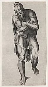 Joseph of Arimathea, after Michelangelo's Crucifixion fresco in the Cappella Paolina, Vatican by Nicolas Beatrizet|Michelangelo Buonarroti