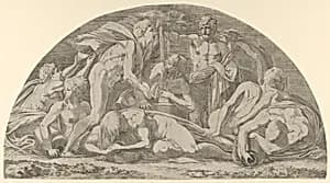 Jupiter Pressing the Stormclouds by Francesco Primaticcio|Léon Davent