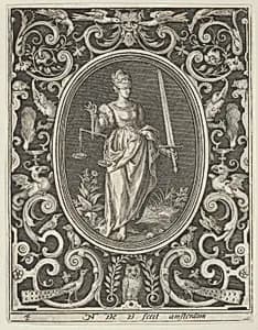 Justice, from the Cardinal Virtues by Nicolaes de Bruyn|Frederick de Wit