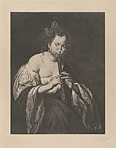La Flutiste, d'après Domenico Fetti by Georges Petit|Marcellin Desboutin|Domenico Fetti