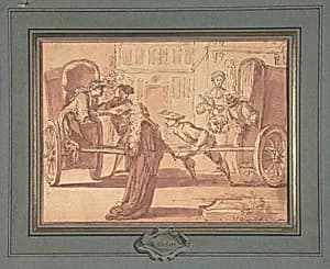 La scène des deux carrosses by Claude Gillot