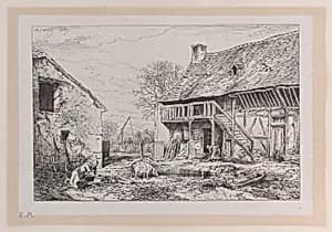 Landscape of a Peasant's Yard by Charles Jacque
