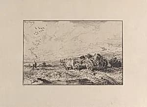 Landscape with a Cart Pulled by Oxen by Charles Jacque