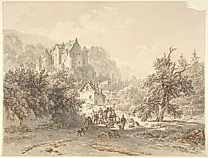 Landscape with a Hunting Party by Barend Cornelis Koekkoek