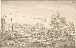 Landscape with Figures and Cattle by Pieter de Molijn