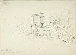 Landscape with Mill and Buildings by Adrian Ludwig Richter