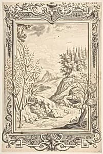 Landscape with Ornamental Frame by Johann Melchior Füssli|Johann Jakob Scheuchzer