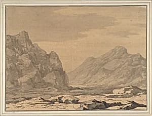 Landscape with Riverbed and Mountains by Alexander Cozens