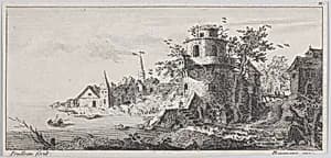 Landscape with round tower by Emile-Florentin Daumont|Claude René Gabriel Poulleau
